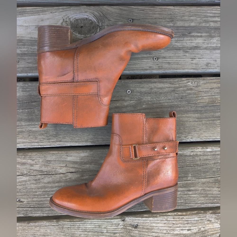 J. Crew Parker Ankle Boots Vachetta Leather Chestnut brown size 6.5